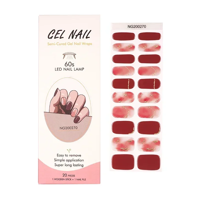 Semi-Cured Gel Nail Strips Pat - Full Cover Adhesive ulasan dan harga